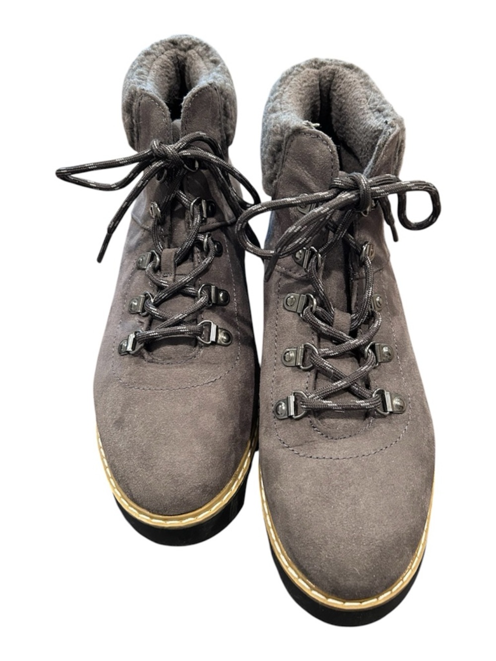Sonoma Gray Lace-Up Suede Hiking Boot with Sherpa Collar - Picture 2 of 4